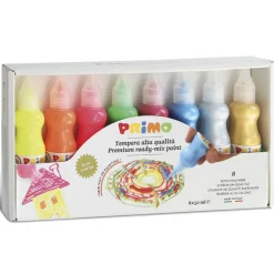 Primo Témpera 8 colores flúor y metalizados 50ml.