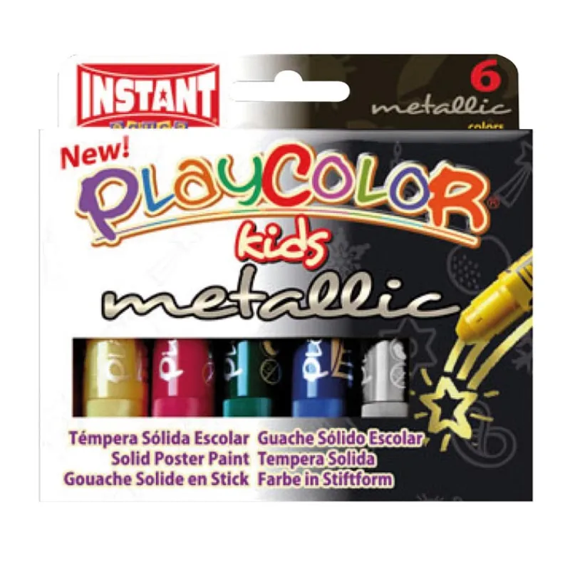 Instant Témpera sólida 6 colores metalizados Playcolor